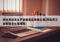 阿克苏信息化产业园及区块链公司[阿克苏工业和信息化管理局]