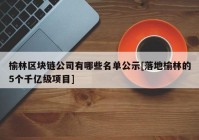 榆林区块链公司有哪些名单公示[落地榆林的5个千亿级项目]