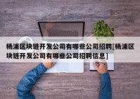 杨浦区块链开发公司有哪些公司招聘[杨浦区块链开发公司有哪些公司招聘信息]