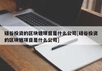 硅谷投资的区块链项目是什么公司[硅谷投资的区块链项目是什么公司]